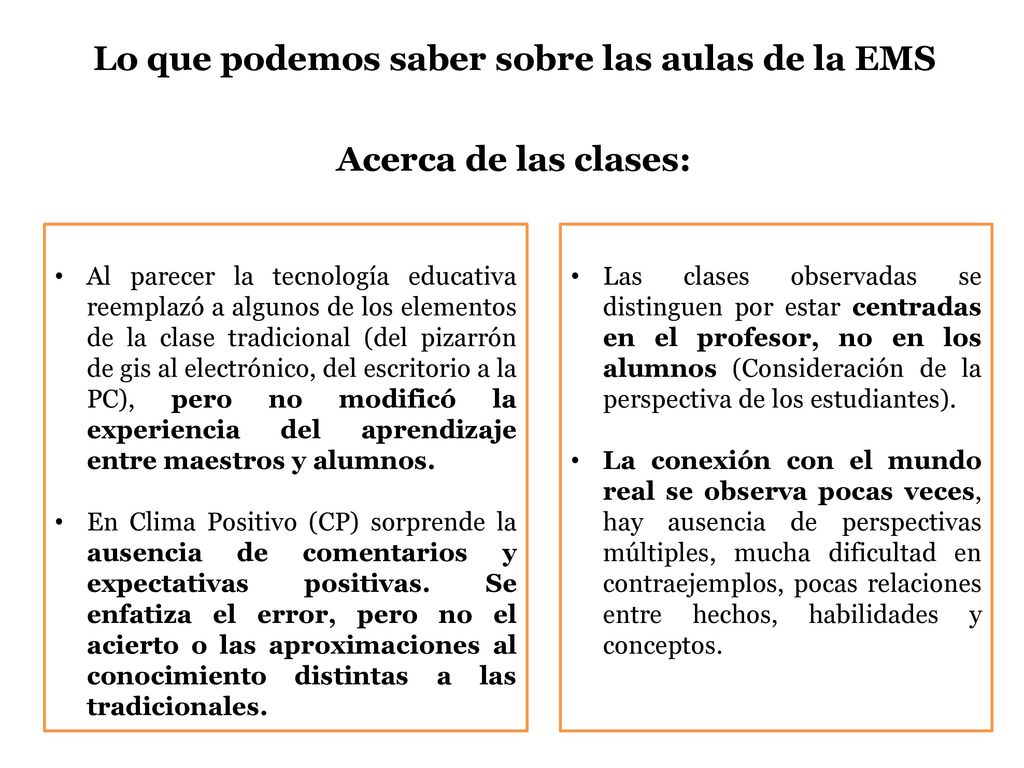 Lo que podemos saber sobre las aulas de la EMS