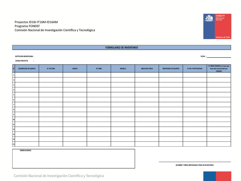 Proyectos ID16I-IT16M-ID16AM Programa FONDEF Comisión Nacional de Investigación Científica y Tecnológica