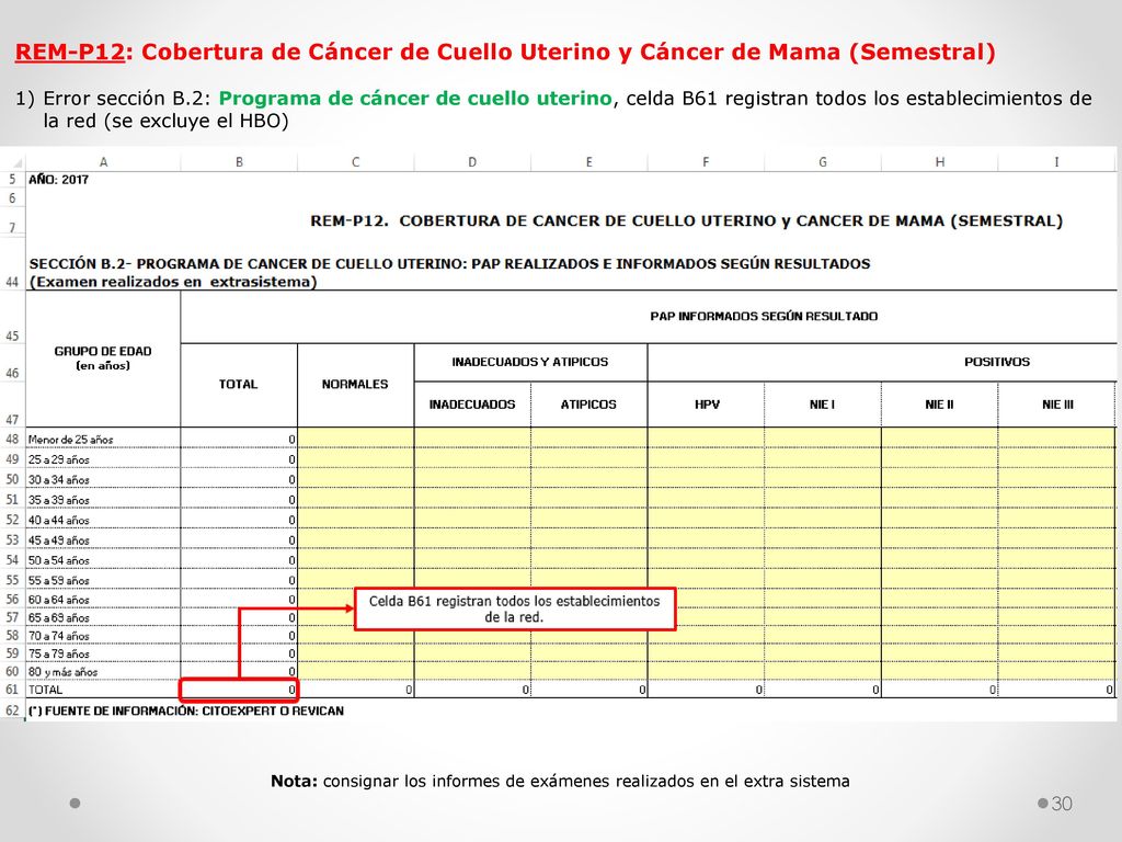 REM-P12: Cobertura de Cáncer de Cuello Uterino y Cáncer de Mama (Semestral)
