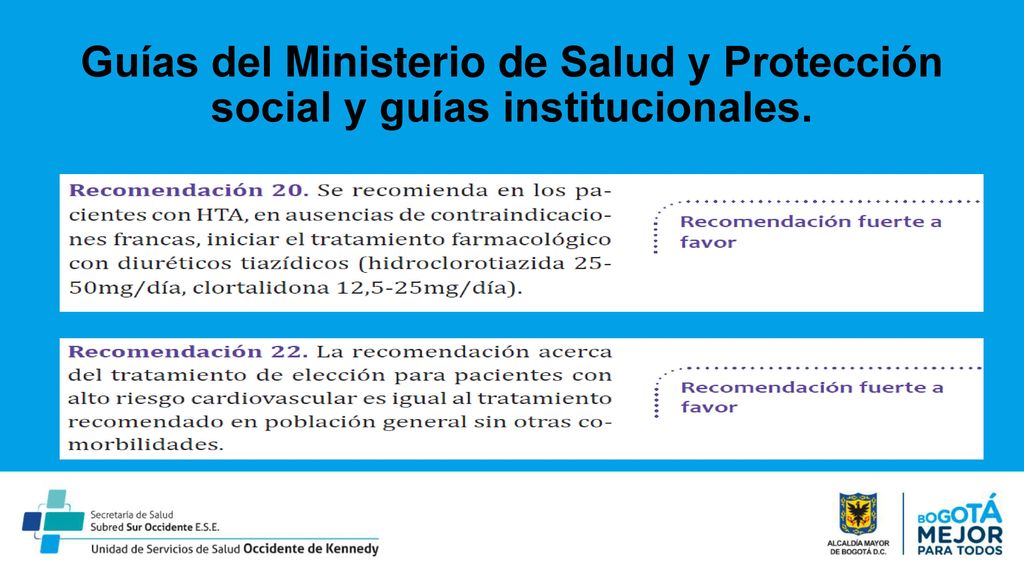 Guías del Ministerio de Salud y Protección social y guías institucionales.