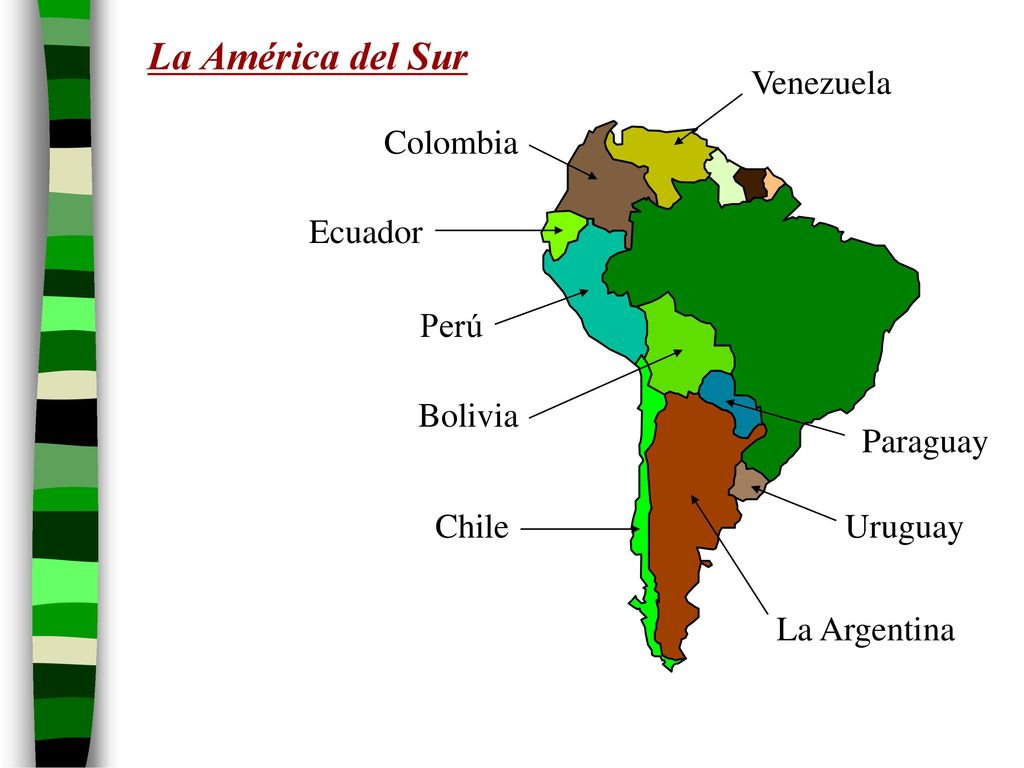 La América del Sur Venezuela Colombia Ecuador Perú Bolivia Paraguay