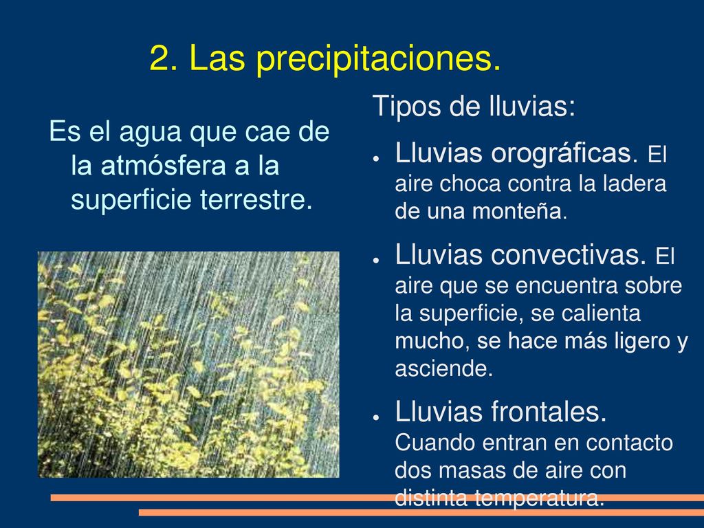 2. Las precipitaciones. Tipos de lluvias: