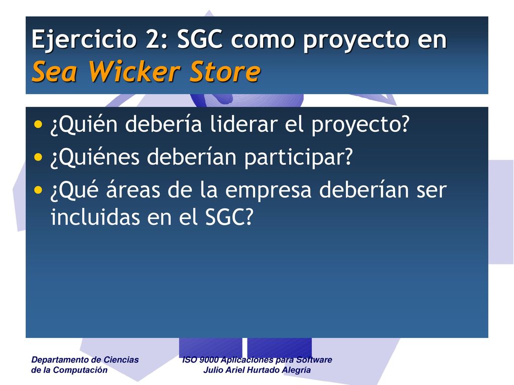 Ejercicio 2: SGC como proyecto en Sea Wicker Store