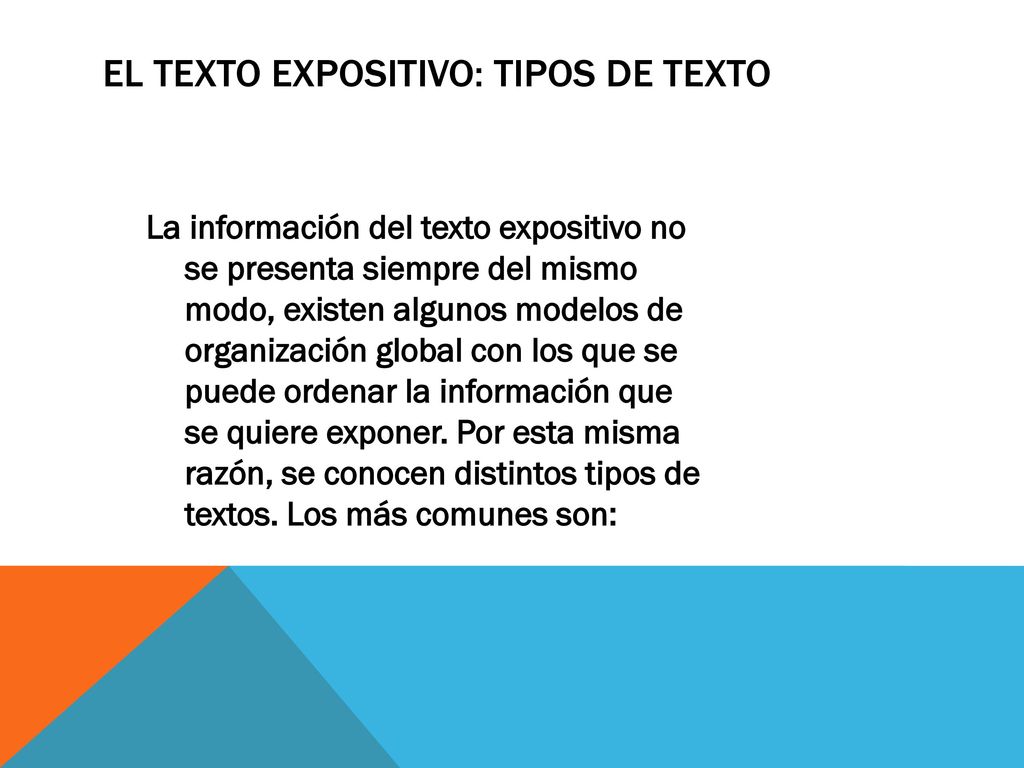 El texto expositivo: tipos de texto