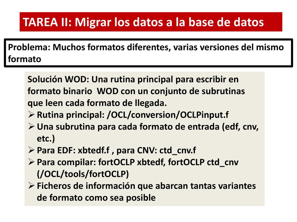 TAREA II: Migrar los datos a la base de datos