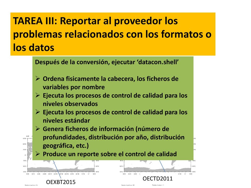 TAREA III: Reportar al proveedor los problemas relacionados con los formatos o los datos