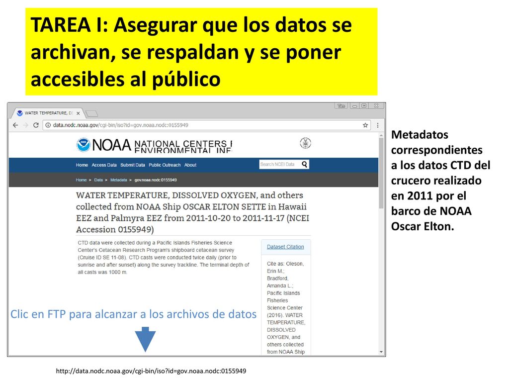 TAREA I: Asegurar que los datos se archivan, se respaldan y se poner accesibles al público