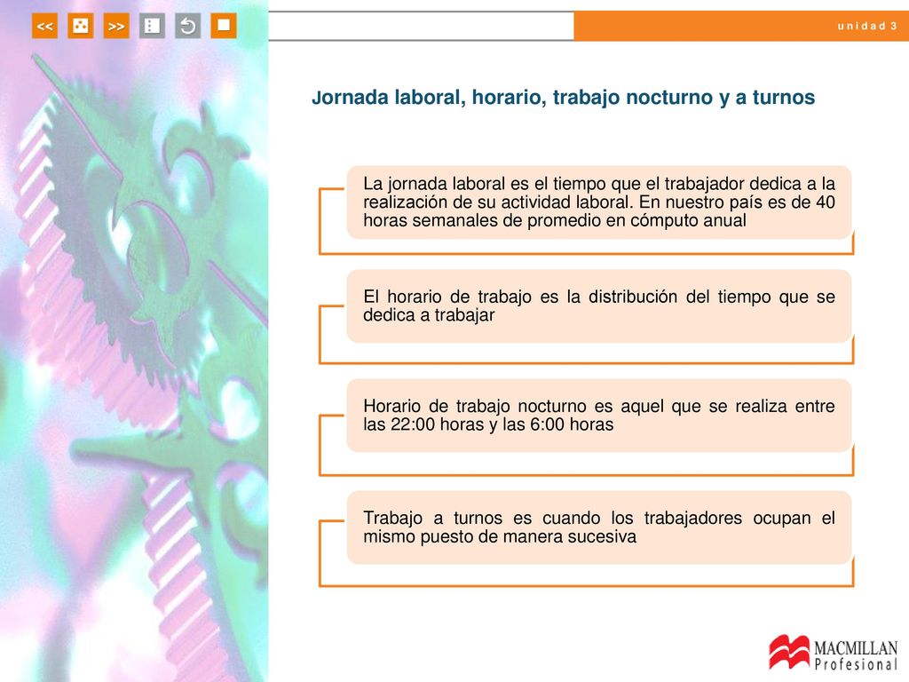 Jornada laboral, horario, trabajo nocturno y a turnos