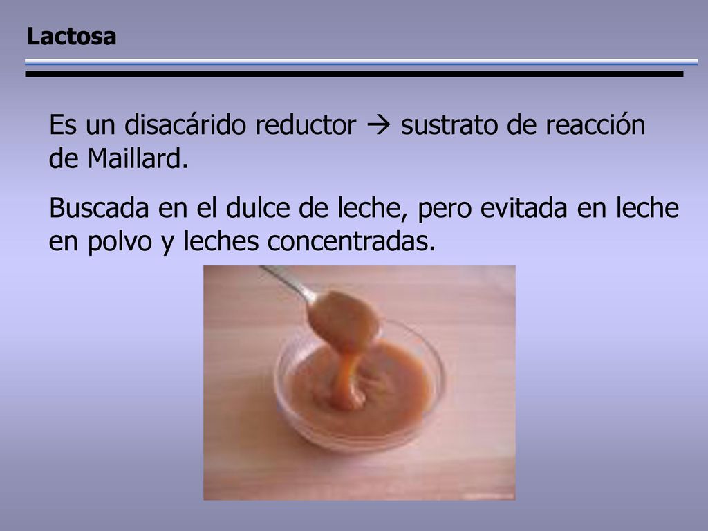 Es un disacárido reductor  sustrato de reacción de Maillard.