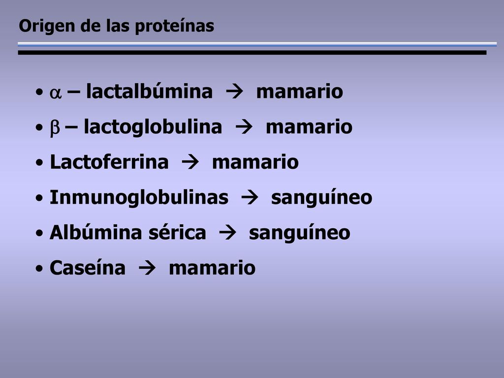 a – lactalbúmina  mamario b – lactoglobulina  mamario
