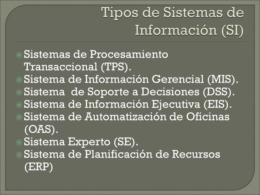 Tipos de Sistemas de Información (SI)