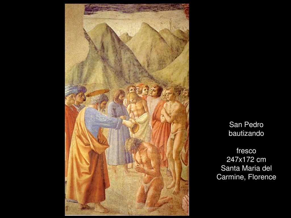 San Pedro bautizando fresco 247x172 cm Santa Maria del Carmine, Florence