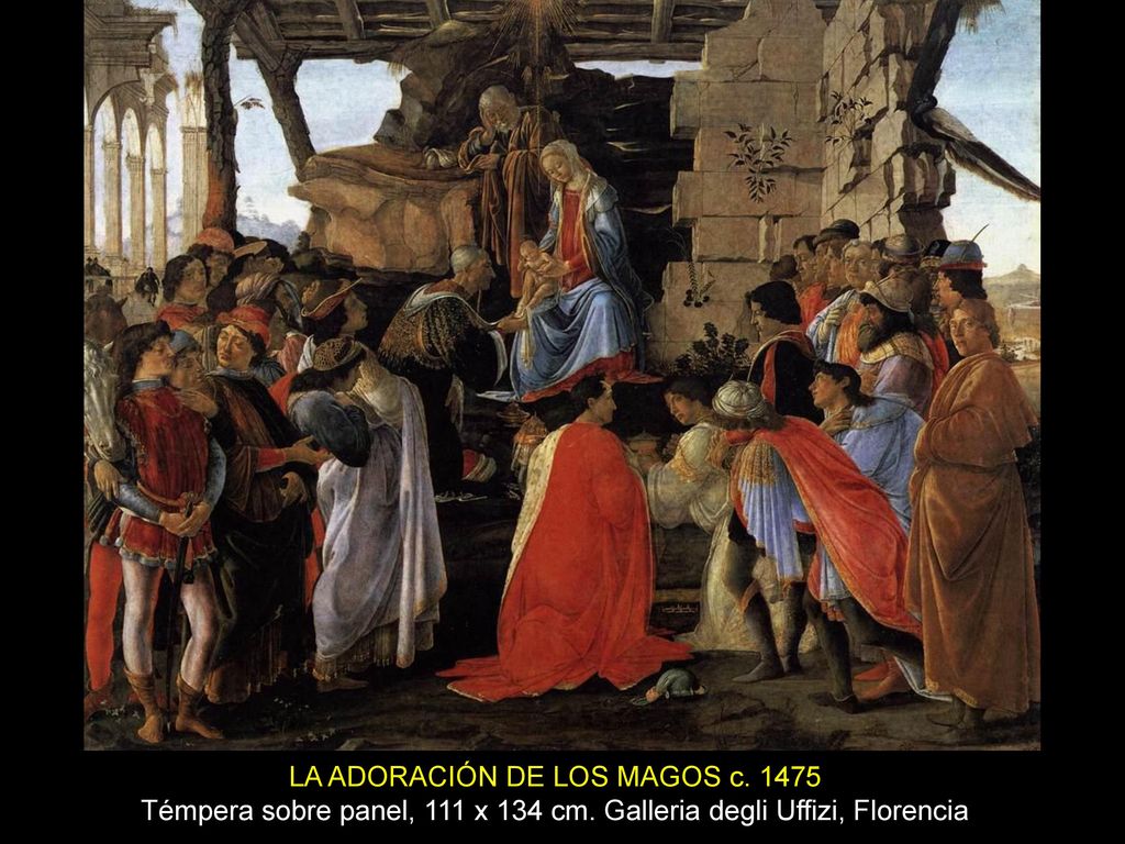 LA ADORACIÓN DE LOS MAGOS c Témpera sobre panel, 111 x 134 cm