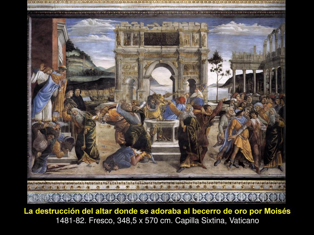 La destrucción del altar donde se adoraba al becerro de oro por Moisés