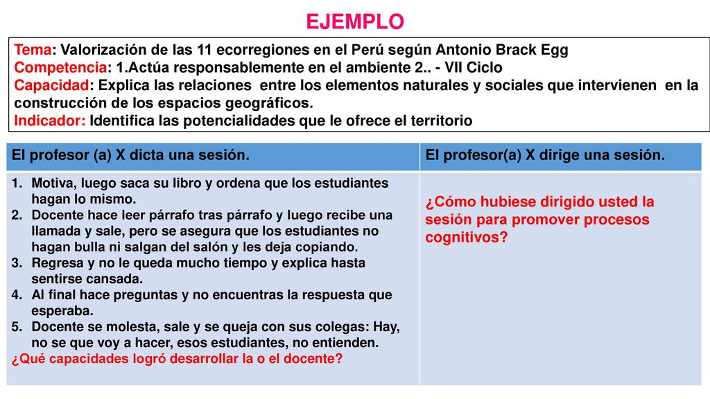 EJEMPLO Tema: Valorización de las 11 ecorregiones en el Perú según Antonio Brack Egg.