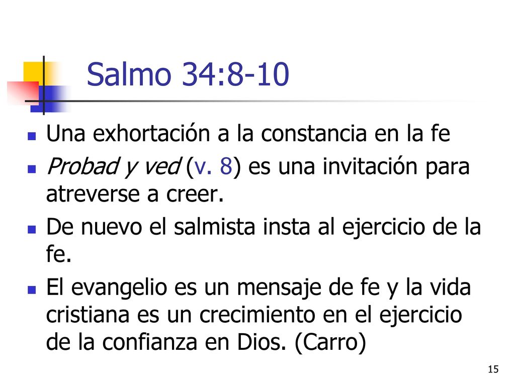 Salmo 34:8-10 Una exhortación a la constancia en la fe