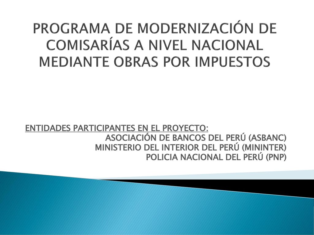 PROGRAMA DE MODERNIZACIÓN DE COMISARÍAS A NIVEL NACIONAL MEDIANTE OBRAS POR IMPUESTOS