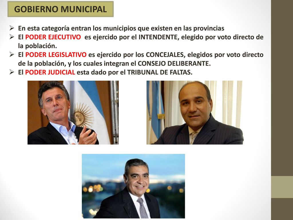GOBIERNO MUNICIPAL En esta categoría entran los municipios que existen en las provincias.