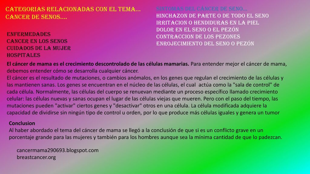 CATEGORIAS RELACIONADAS CON EL TEMA… CANCER DE SENOS….