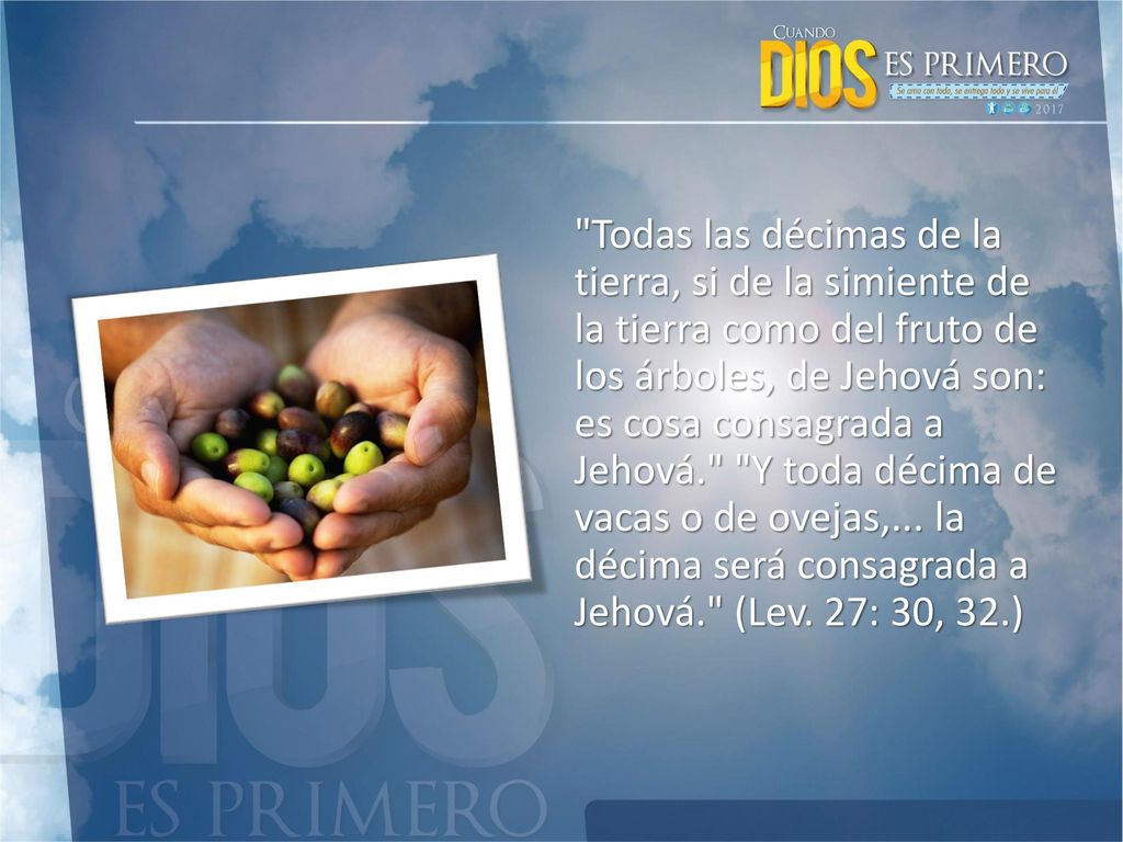Todas las décimas de la tierra, si de la simiente de la tierra como del fruto de los árboles, de Jehová son: es cosa consagrada a Jehová. Y toda décima de vacas o de ovejas,...