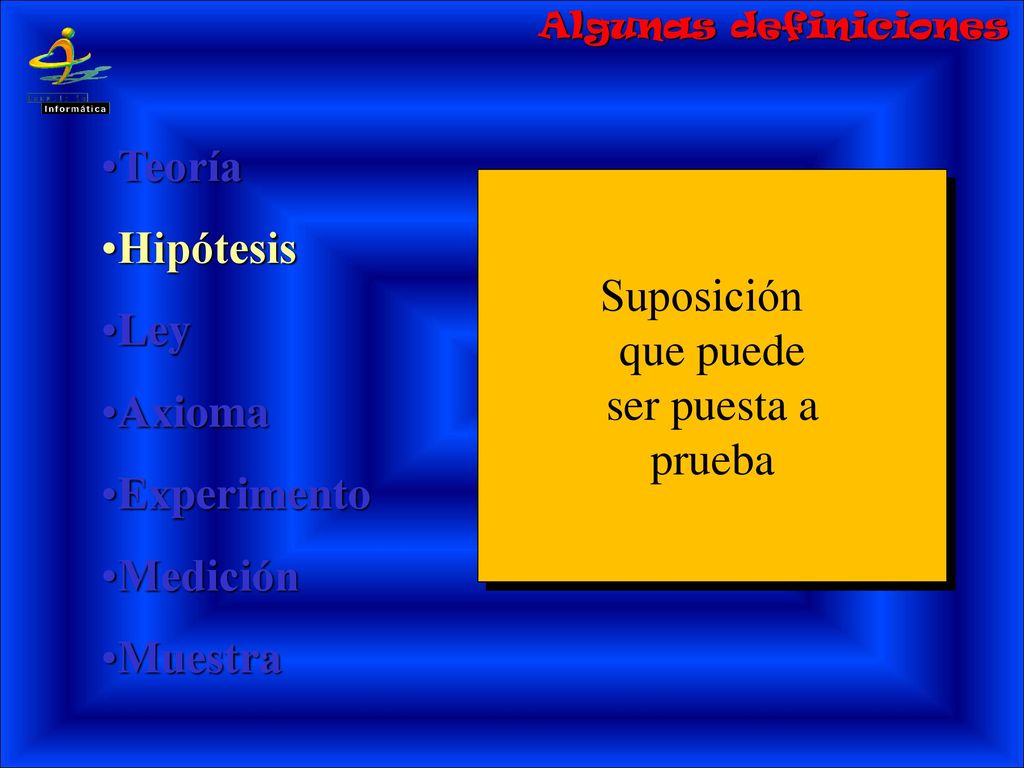 Teoría Hipótesis Ley Suposición Axioma que puede ser puesta a