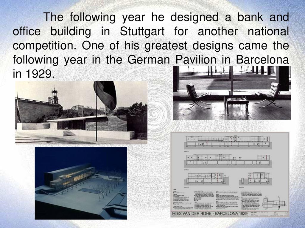 The following year he designed a bank and office building in Stuttgart for another national competition.