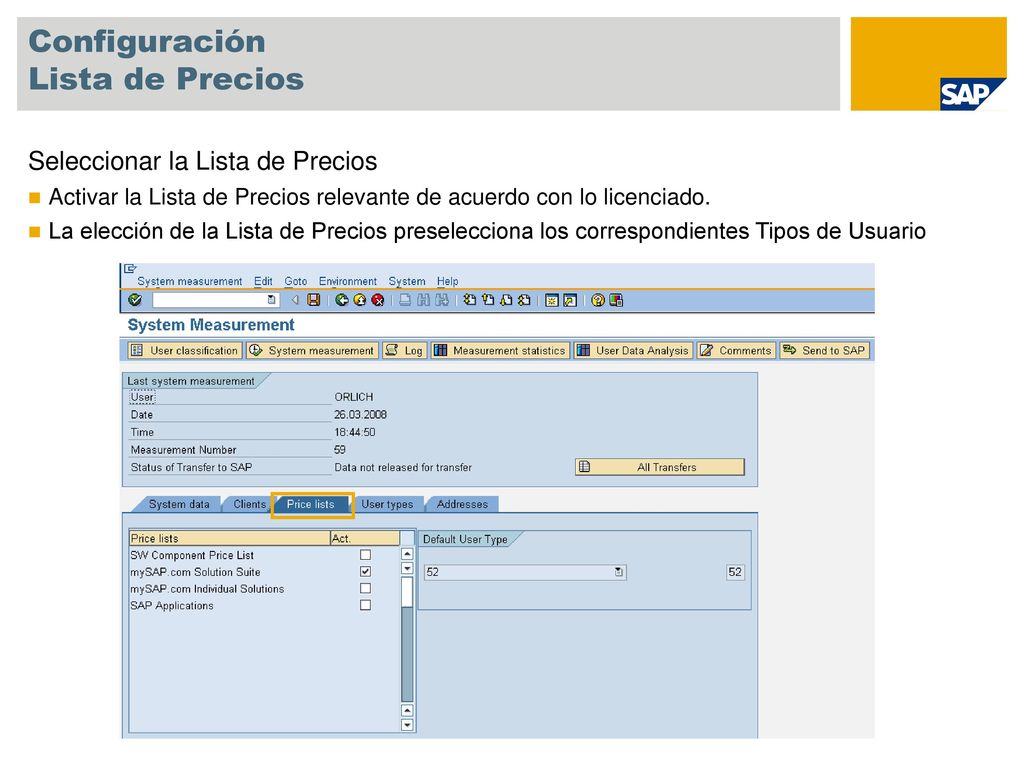 Configuración Lista de Precios