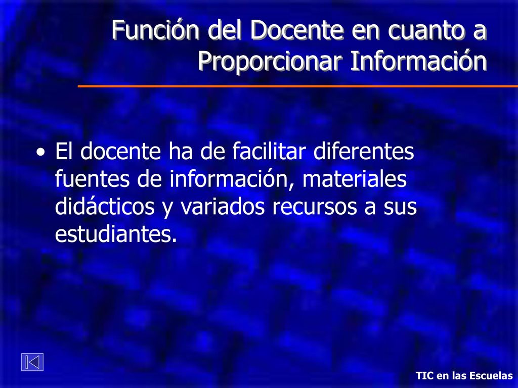 Función del Docente en cuanto a Proporcionar Información