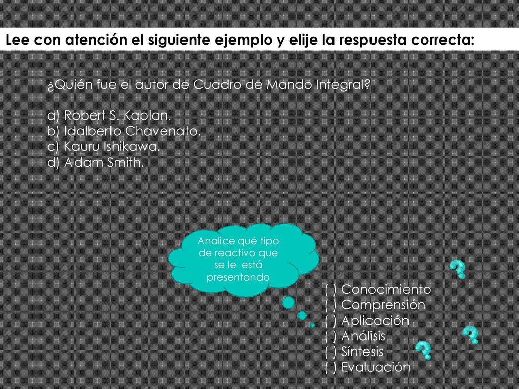 Analice qué tipo de reactivo que se le está presentando