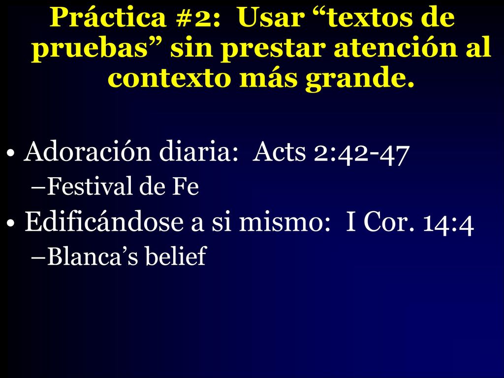 Adoración diaria: Acts 2:42-47 Edificándose a si mismo: I Cor. 14:4