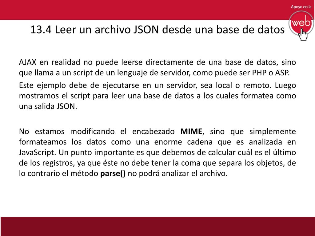 13.4 Leer un archivo JSON desde una base de datos