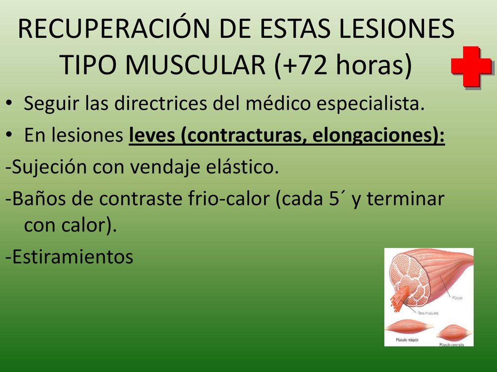 RECUPERACIÓN DE ESTAS LESIONES TIPO MUSCULAR (+72 horas)
