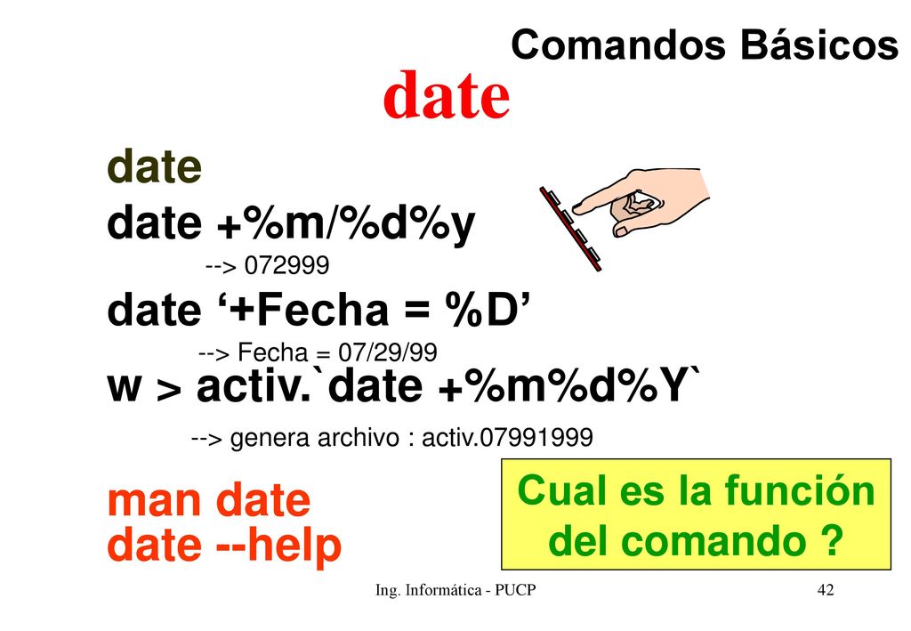 date date date +%m/%d%y date ‘+Fecha = %D’ w > activ.`date +%m%d%Y`