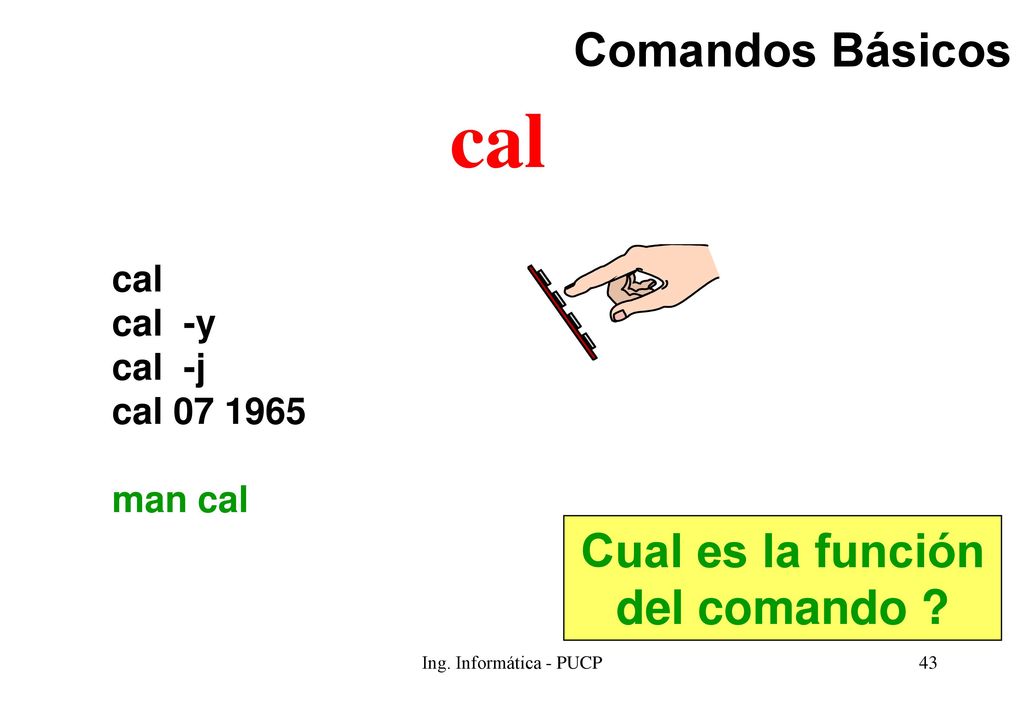 cal Comandos Básicos Cual es la función del comando cal cal -y