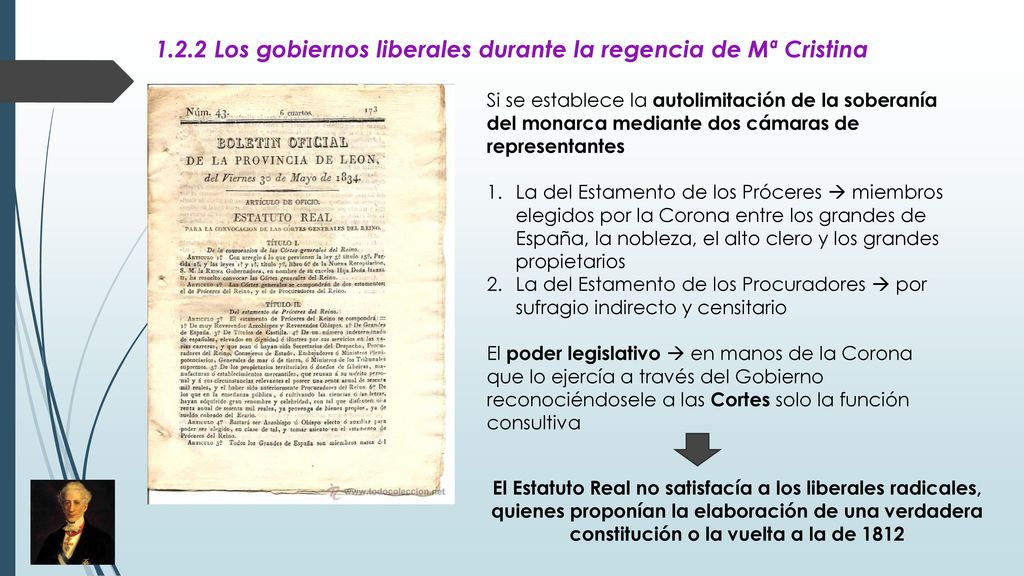 1.2.2 Los gobiernos liberales durante la regencia de Mª Cristina