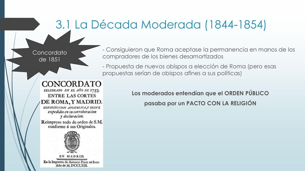 3.1 La Década Moderada ( ) Concordato de 1851