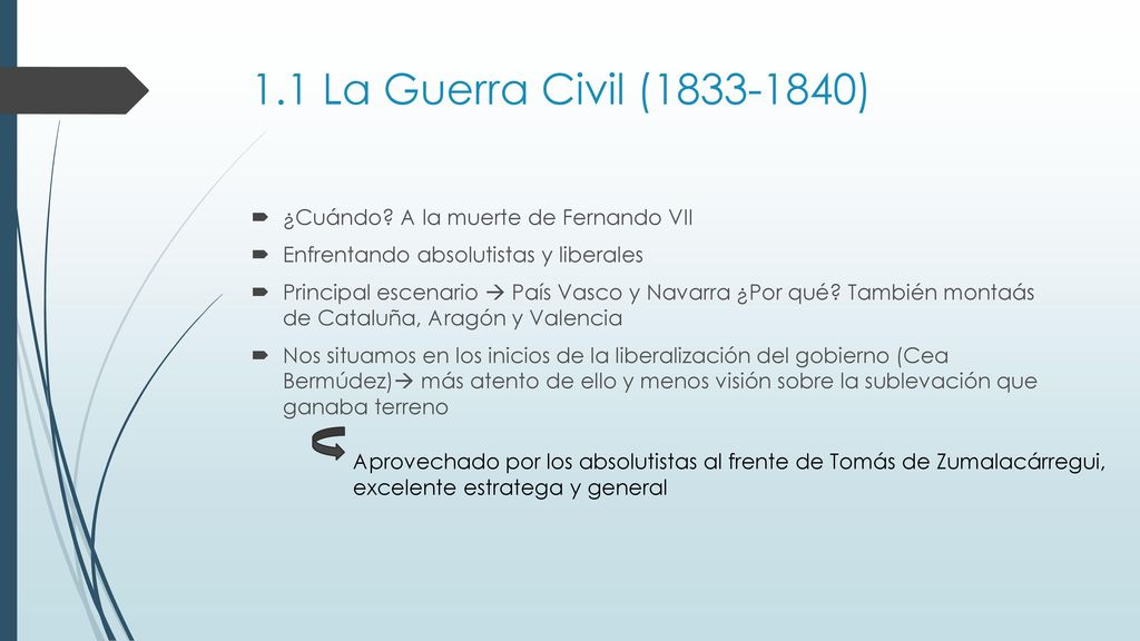 1.1 La Guerra Civil ( ) ¿Cuándo A la muerte de Fernando VII
