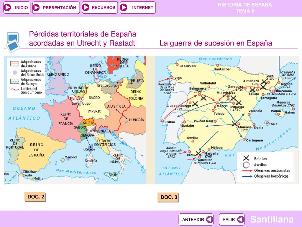 Pérdidas territoriales de España acordadas en Utrecht y Rastadt