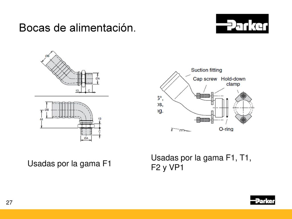 Bocas de alimentación. Usadas por la gama F1, T1, F2 y VP1