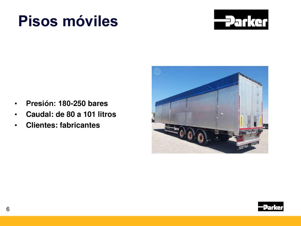 Pisos móviles Presión: bares Caudal: de 80 a 101 litros