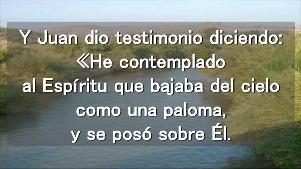 Y Juan dio testimonio diciendo: «He contemplado al Espíritu que bajaba del cielo como una paloma, y se posó sobre Él.