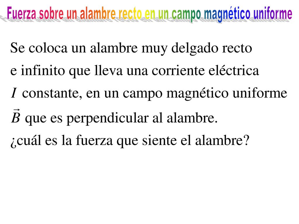 Fuerza sobre un alambre recto en un campo magnético uniforme