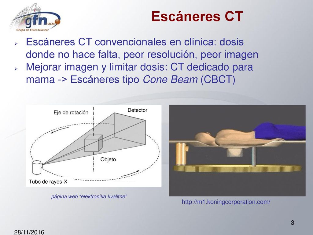 Escáneres CT Escáneres CT convencionales en clínica: dosis donde no hace falta, peor resolución, peor imagen.