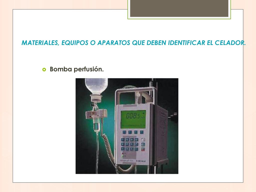 Materiales, equipos o aparatos que deben identificar el celador.