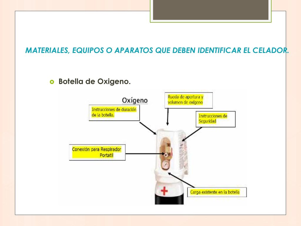 Materiales, equipos o aparatos que deben identificar el celador.