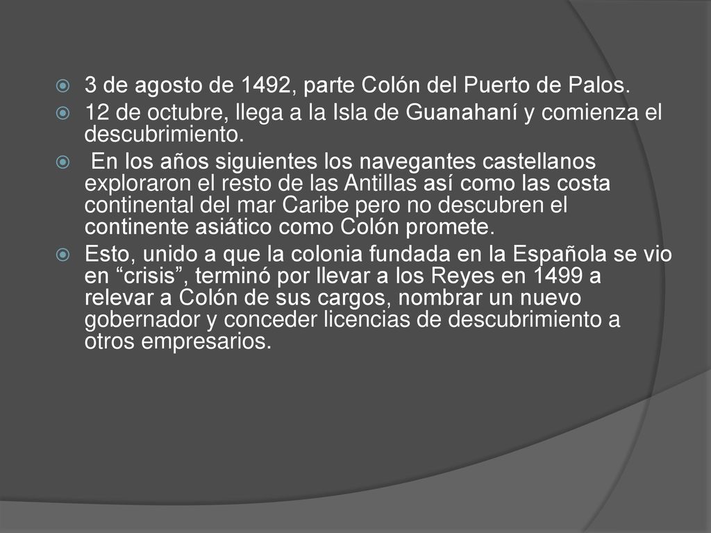 3 de agosto de 1492, parte Colón del Puerto de Palos.