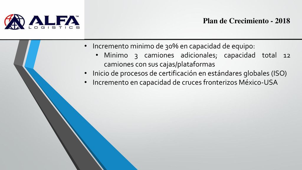 Plan de Crecimiento Incremento minimo de 30% en capacidad de equipo: