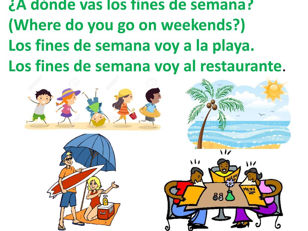 ¿A dónde vas los fines de semana. (Where do you go on weekends