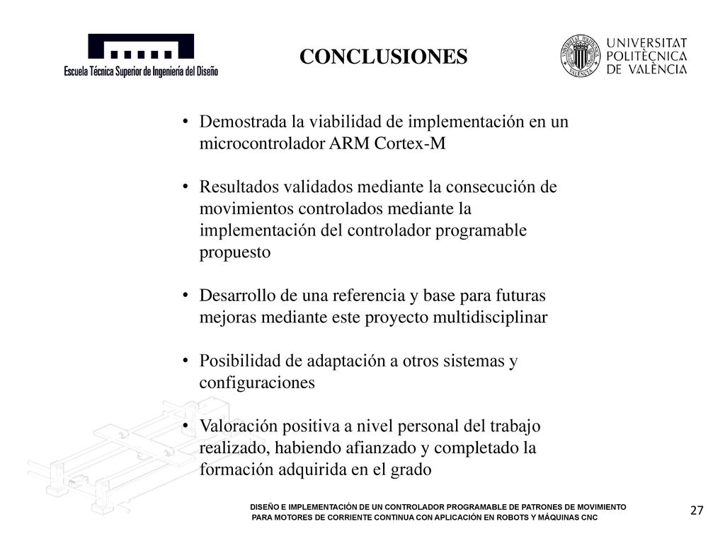 CONCLUSIONES Demostrada la viabilidad de implementación en un microcontrolador ARM Cortex-M.
