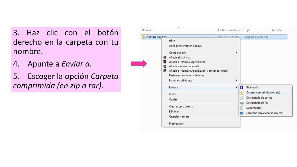 3. Haz clic con el botón derecho en la carpeta con tu nombre. 4